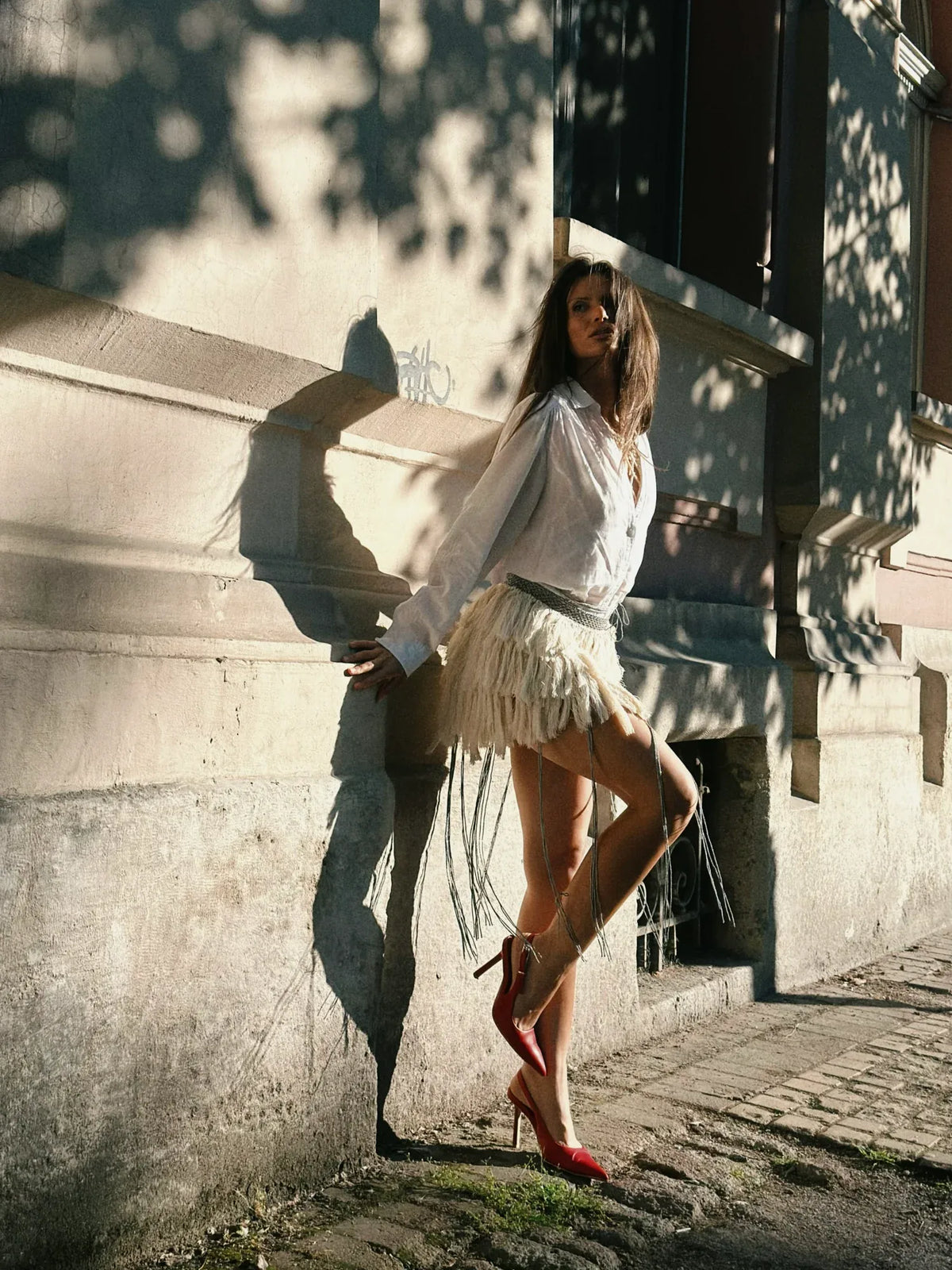 Chic - Boho Handmade Ruffled Fringe Mini Skirt – product view 4