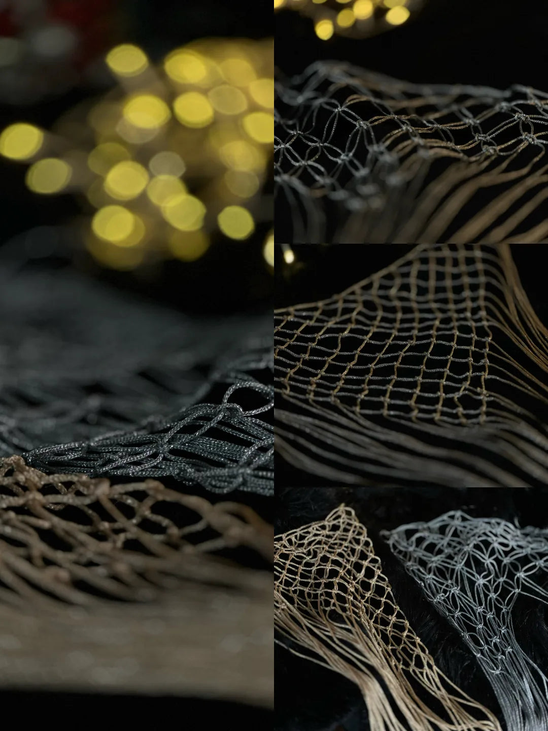 Handmade Knotted Mesh Black Fringe Waist Belt Accessorie – product view 3