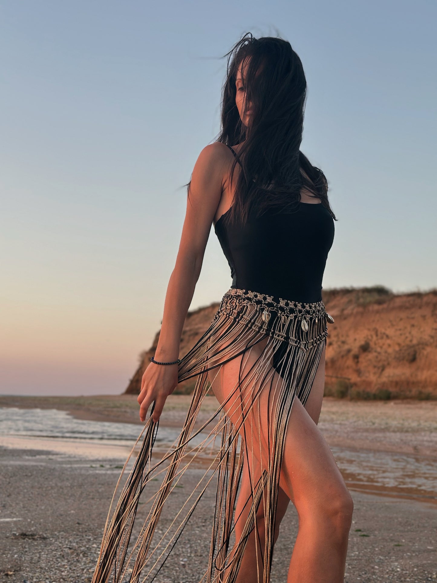 ST. TROPEZ — Metallic Fringe Maxi Skirt