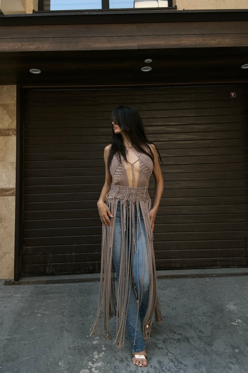 MALIBU — Backless Fringe Maxi Dress