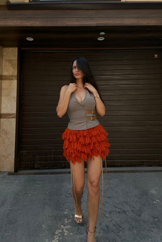 CHIC — Tiered Tassel Mini Skirt