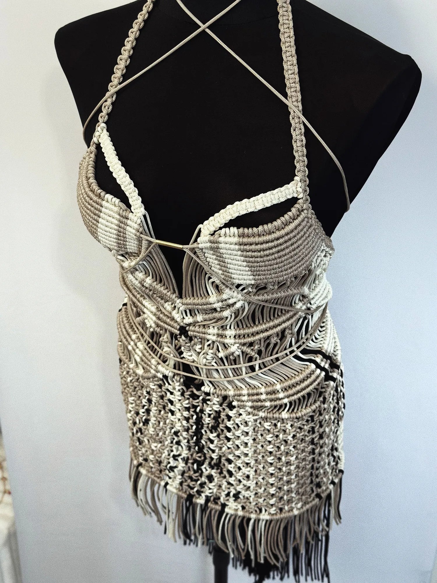Mykonos Corset Mini  Boho  Dress  with Gold Detail I Party & Evening Look – product view 5