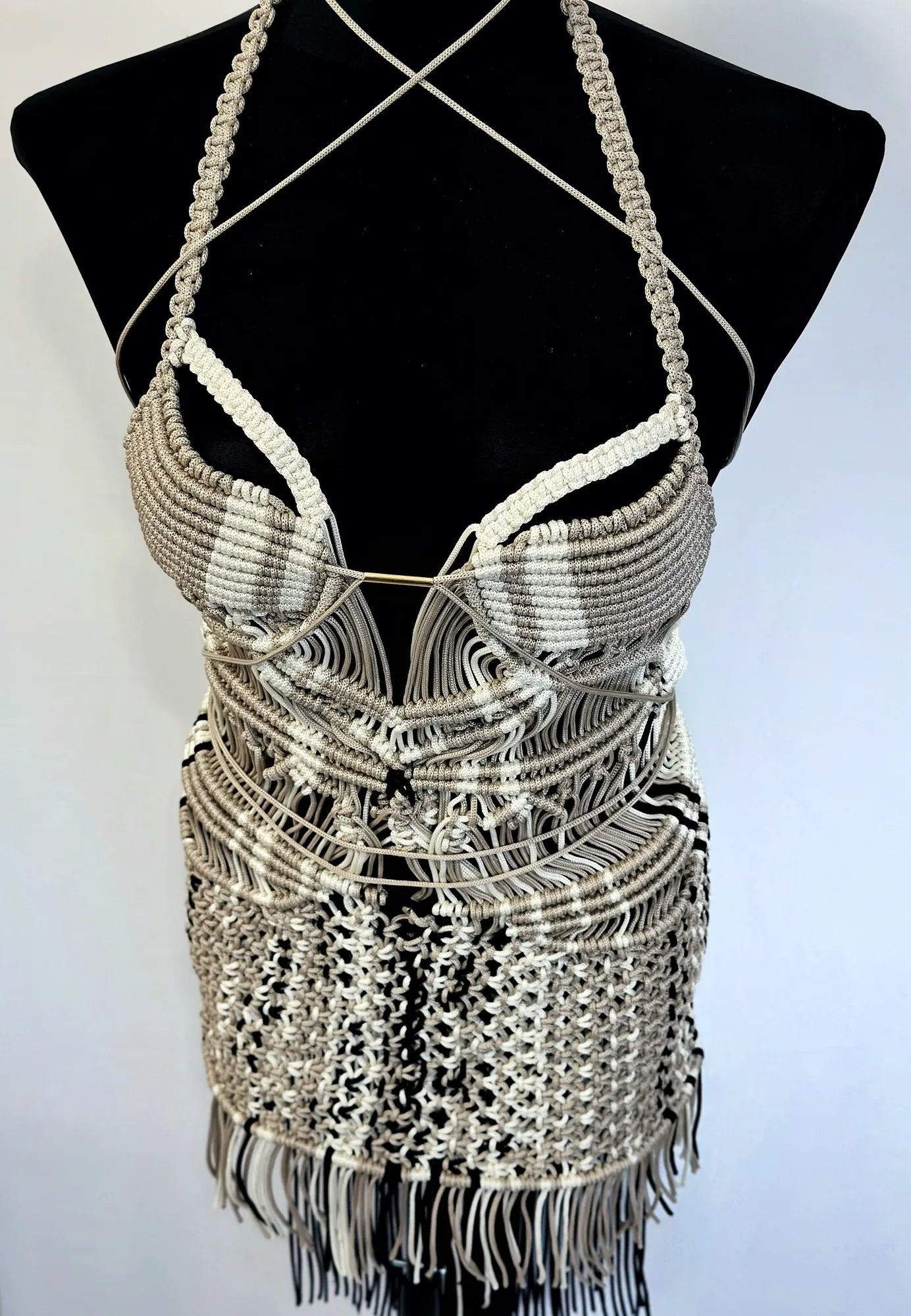 Mykonos Corset Mini  Boho  Dress  with Gold Detail I Party & Evening Look – product view 6