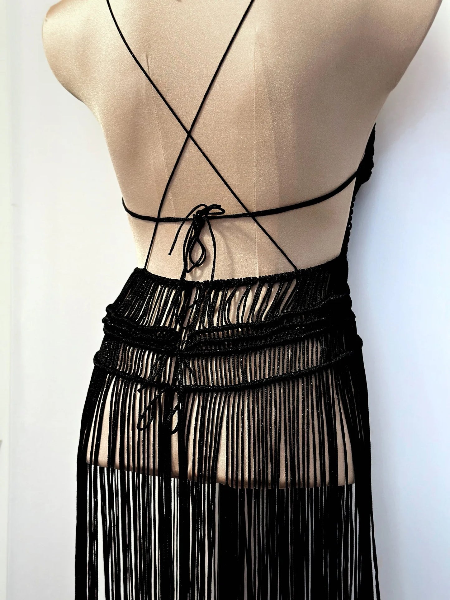 Paris Fringe Evening Maxi Dress – Bustier Elegant Gown – product view 4