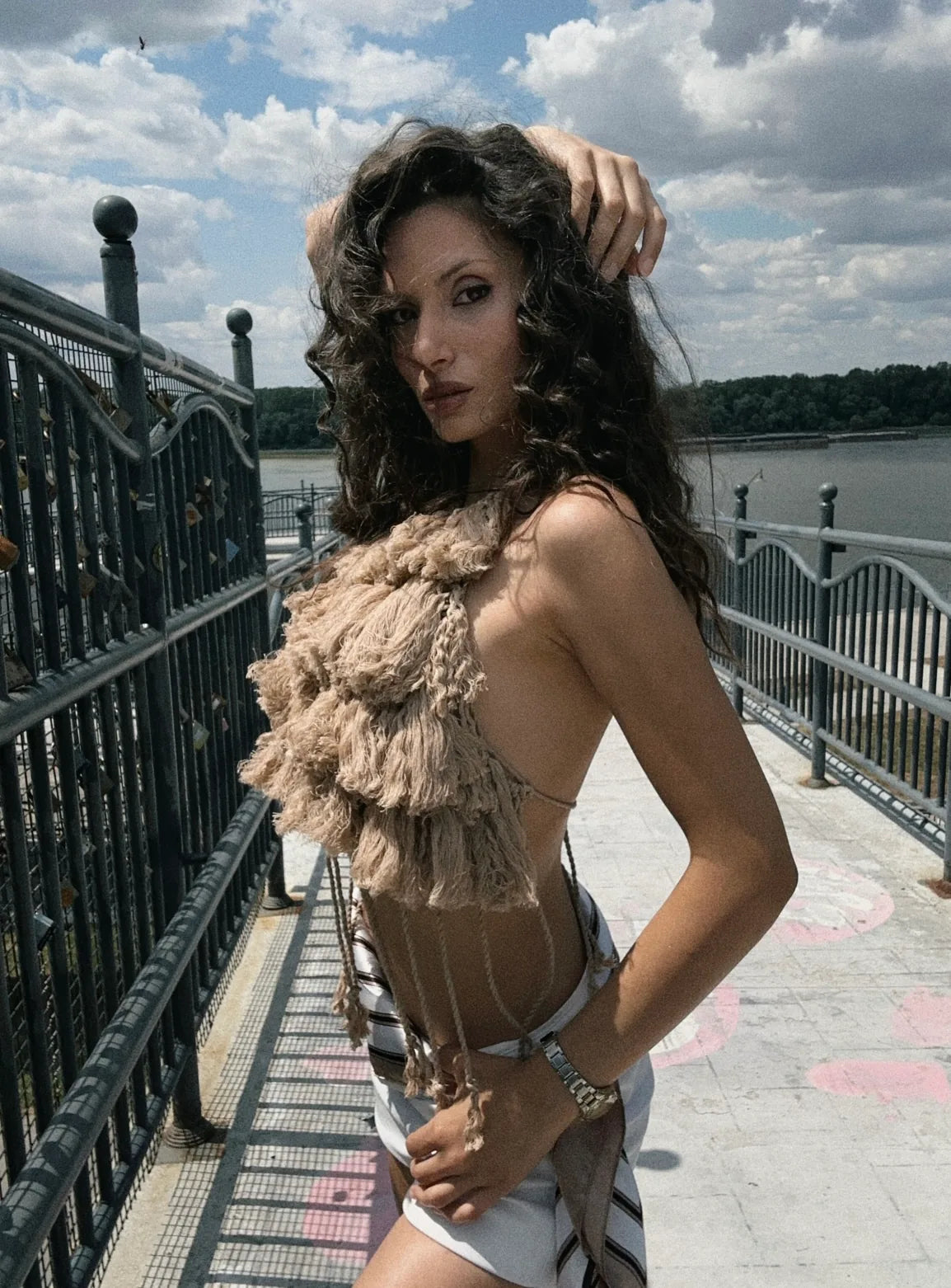 Luxury Handmade Boho Fringe Halter Top | Beach & Festival Crop Top – product view 2