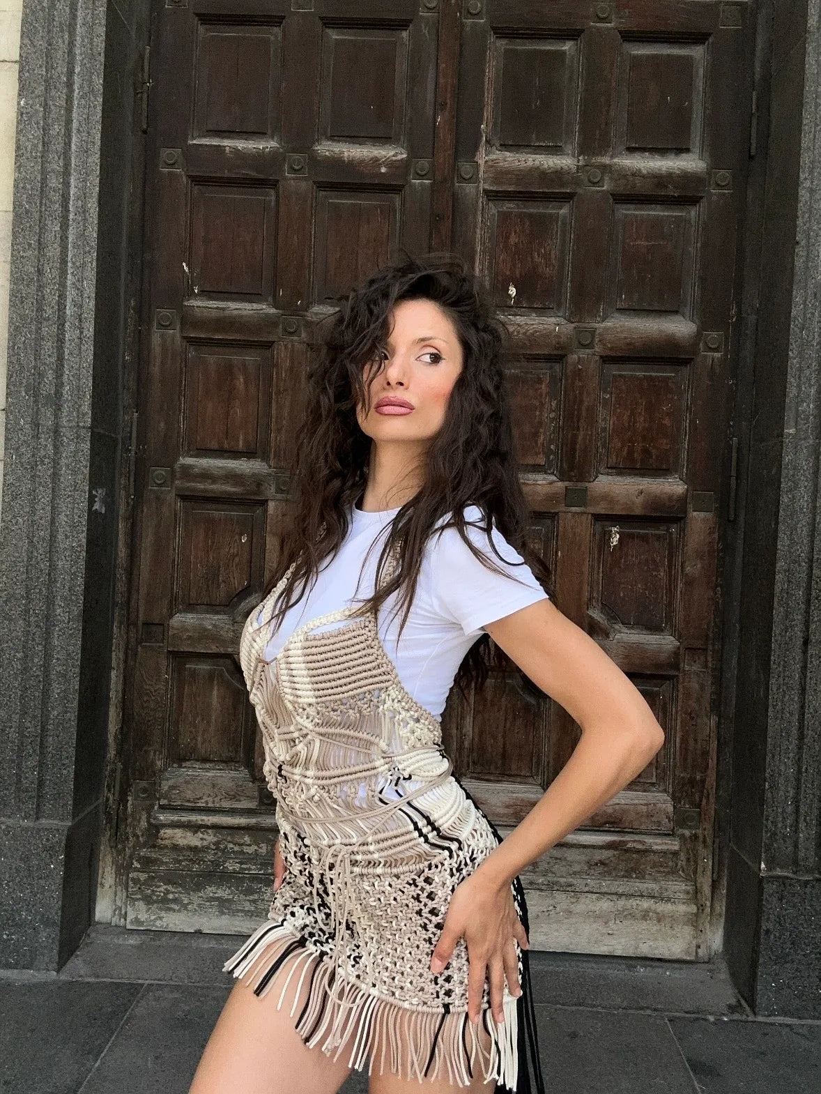 Mykonos Corset Mini  Boho  Dress  with Gold Detail I Party & Evening Look – product view 2