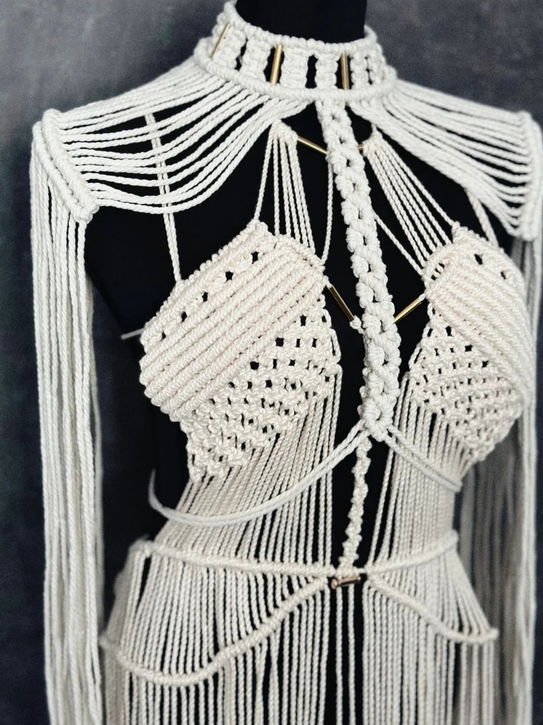 AURORA Bamboo Set – Handmade Bamboo Dress & Choker, Summer Resort Party Wear – product view 1