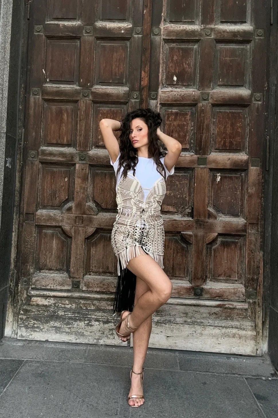 Mykonos Corset Mini  Boho  Dress  with Gold Detail I Party & Evening Look – product view 3