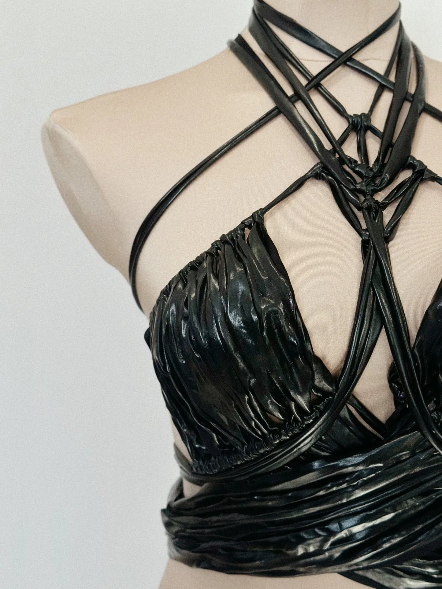 Nox Metallic Corset Top – Handcrafted Sculptural Neckline Top – High-End Club Couture & Night Out Statement Piece 2026 – product view 3