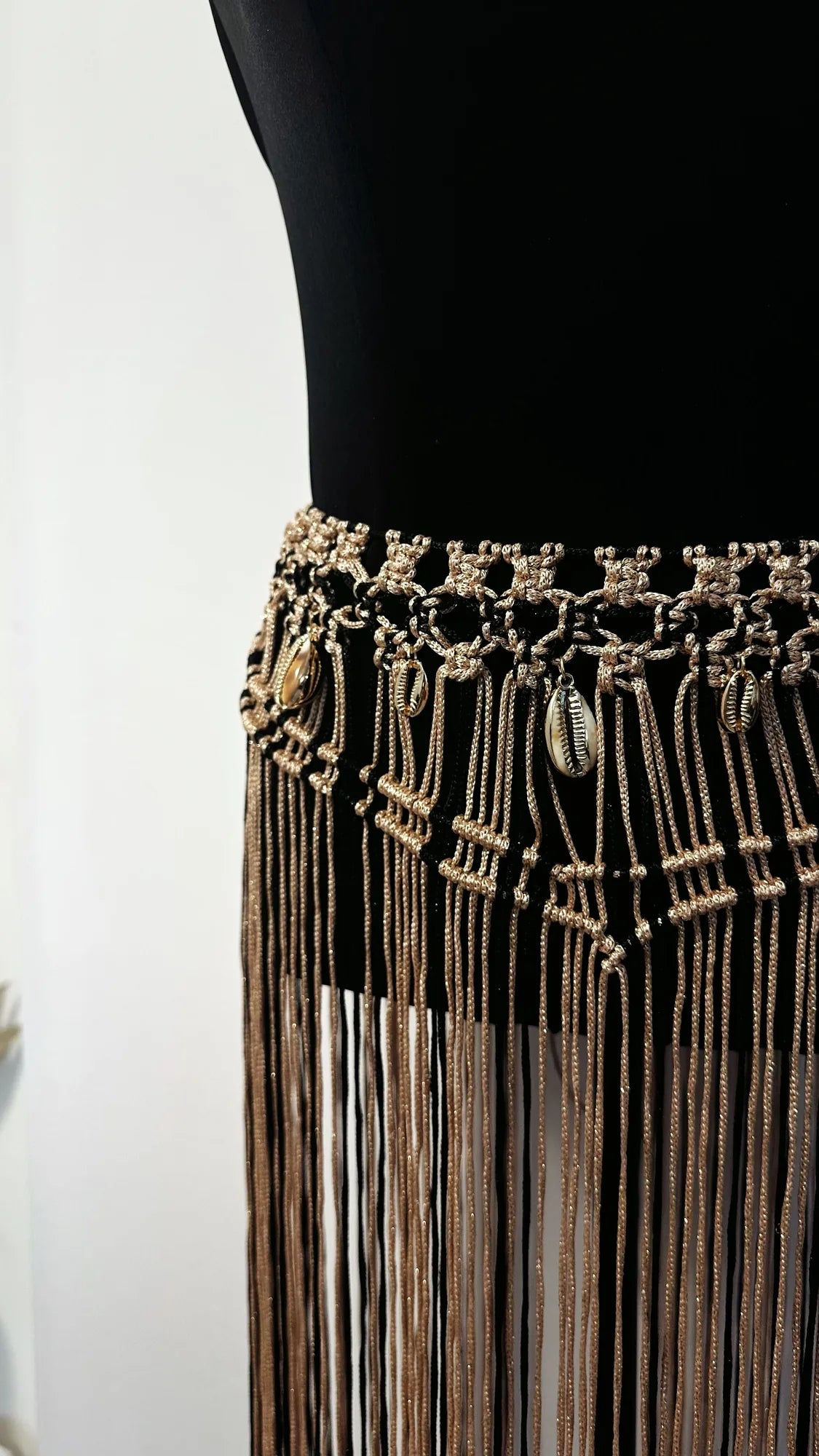St Tropez Metallic Gold & Fringe Wrap – Luxury Gold Beach Skirt with Seashell Details – Artisan Knotted Resort Wear 2026 Glam Beach Club Outfit – product view 1