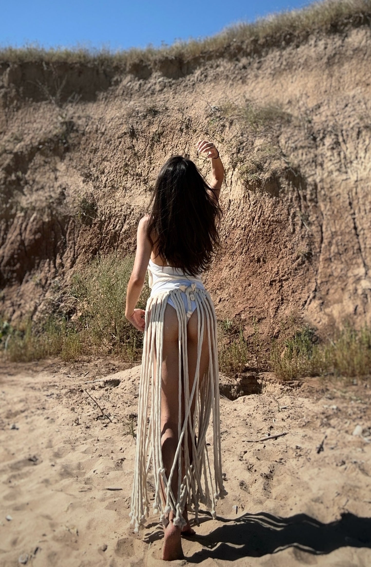 AMALFI — Open-Knit Fringe Maxi Dress